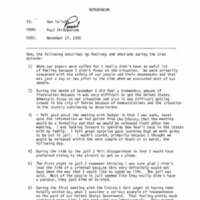 Memo from Paul Chiapparone to Ken Follett